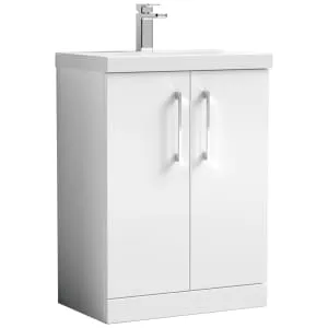 Nuie Arno White 2 Door Vanity Unit & Basin - 840 x 610mm