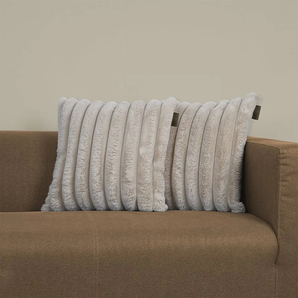rucomfy Beanbags rucomfy Ribbed Faux Fur 45x45cm Cushion - Luxury Home Decor Pillow in Cream