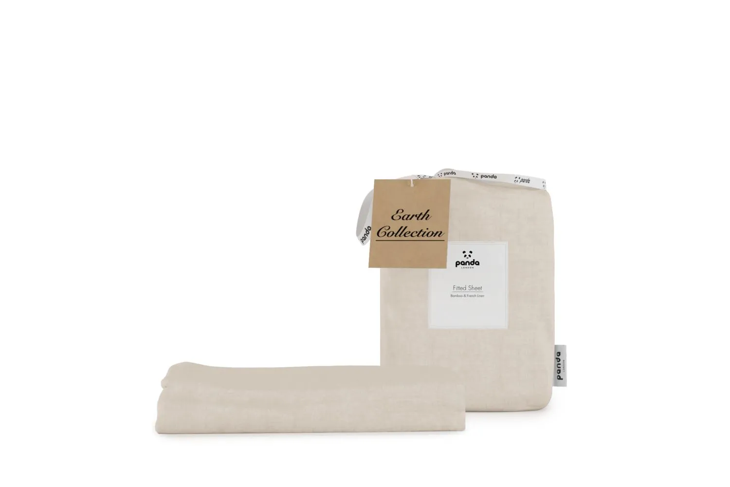 Panda London Panda Bamboo & French Linen Fitted Sheet in Beige