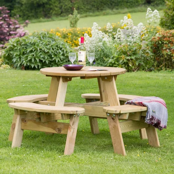 Katie Wooden Round Picnic Table