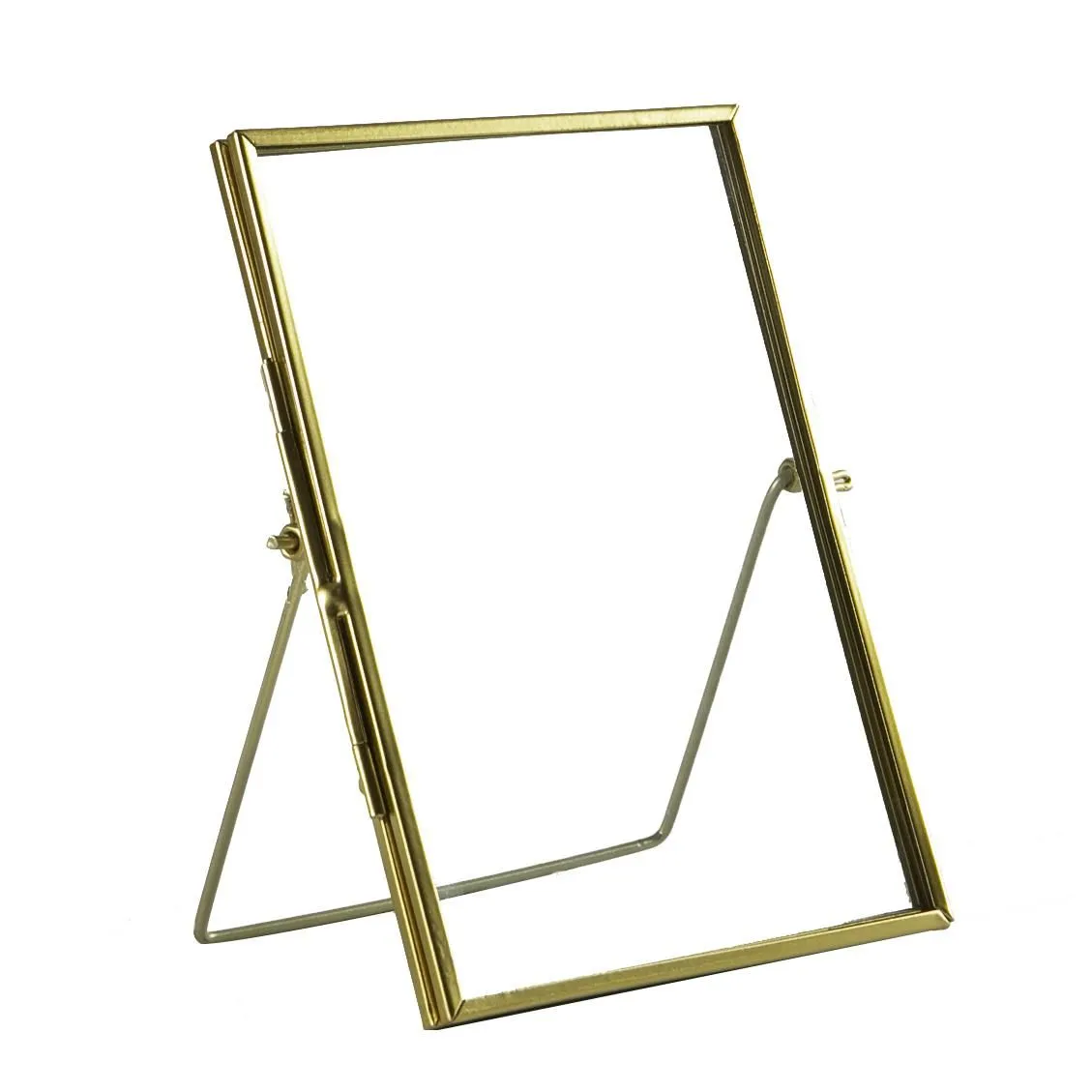 Nicola Spring Standing Metal Photo Frame - 5" x 7" - Picture Display Poster Frame in Gold