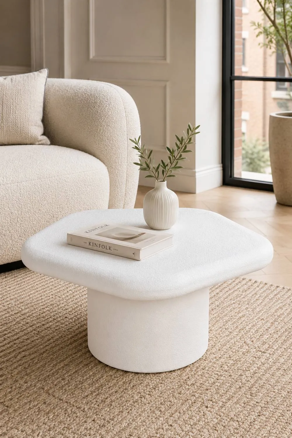 IH Design Aldgate Pentagon Low Coffee Table Textured White Stone Look