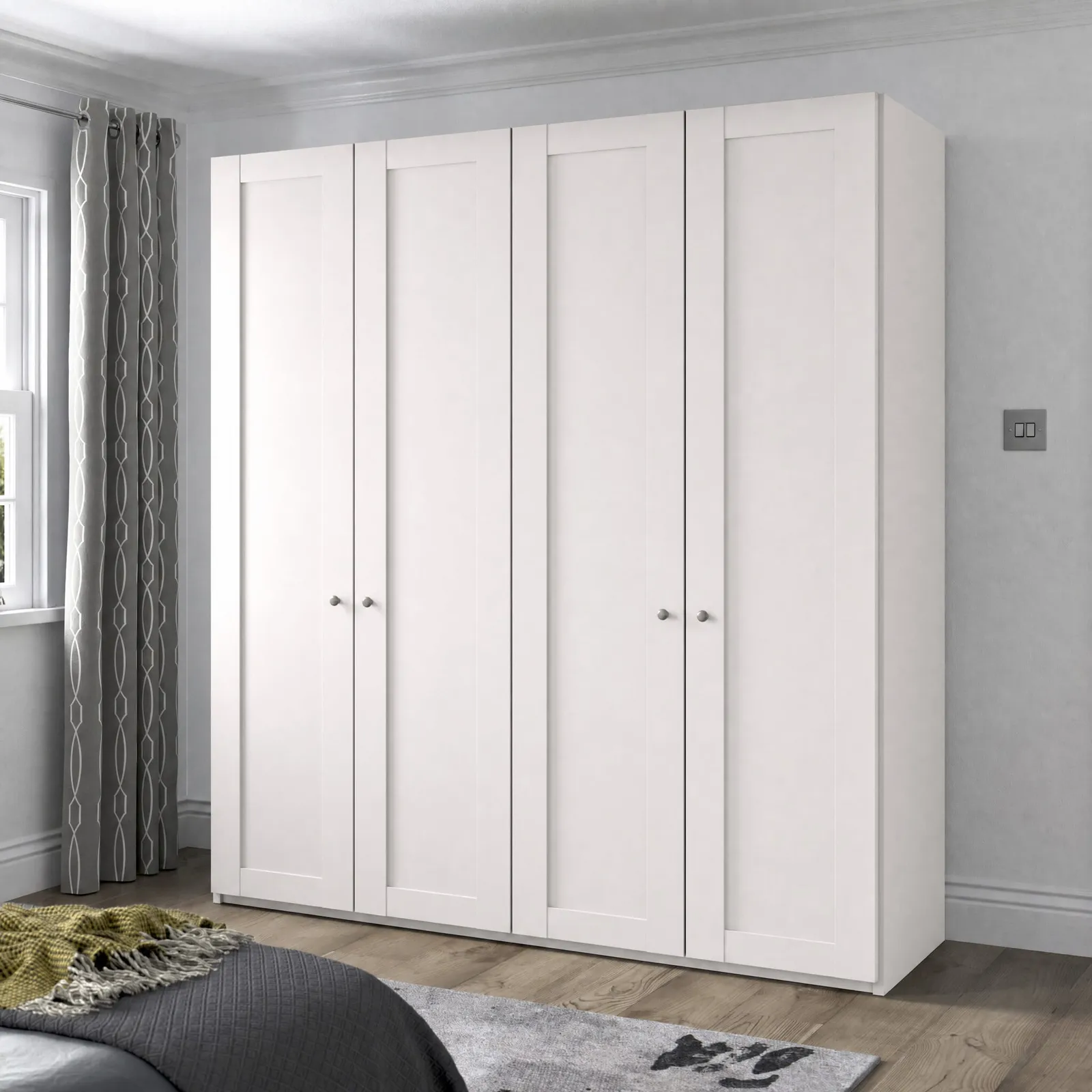 Varese 5 Door Carcase Colour Hinged Wardrobe 250Cm, White | Barker & Stonehouse 2