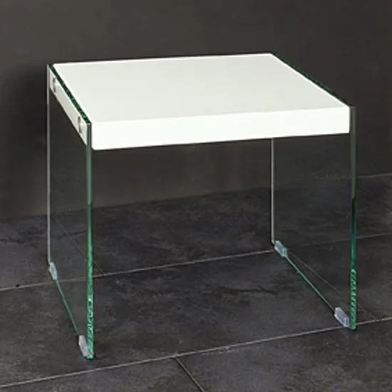 Olymp High Gloss Top Side Table With Glass Legs