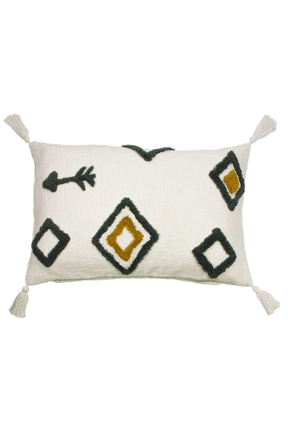 Furn Inka Tufted Cotton Tasselled Cushion in Natural