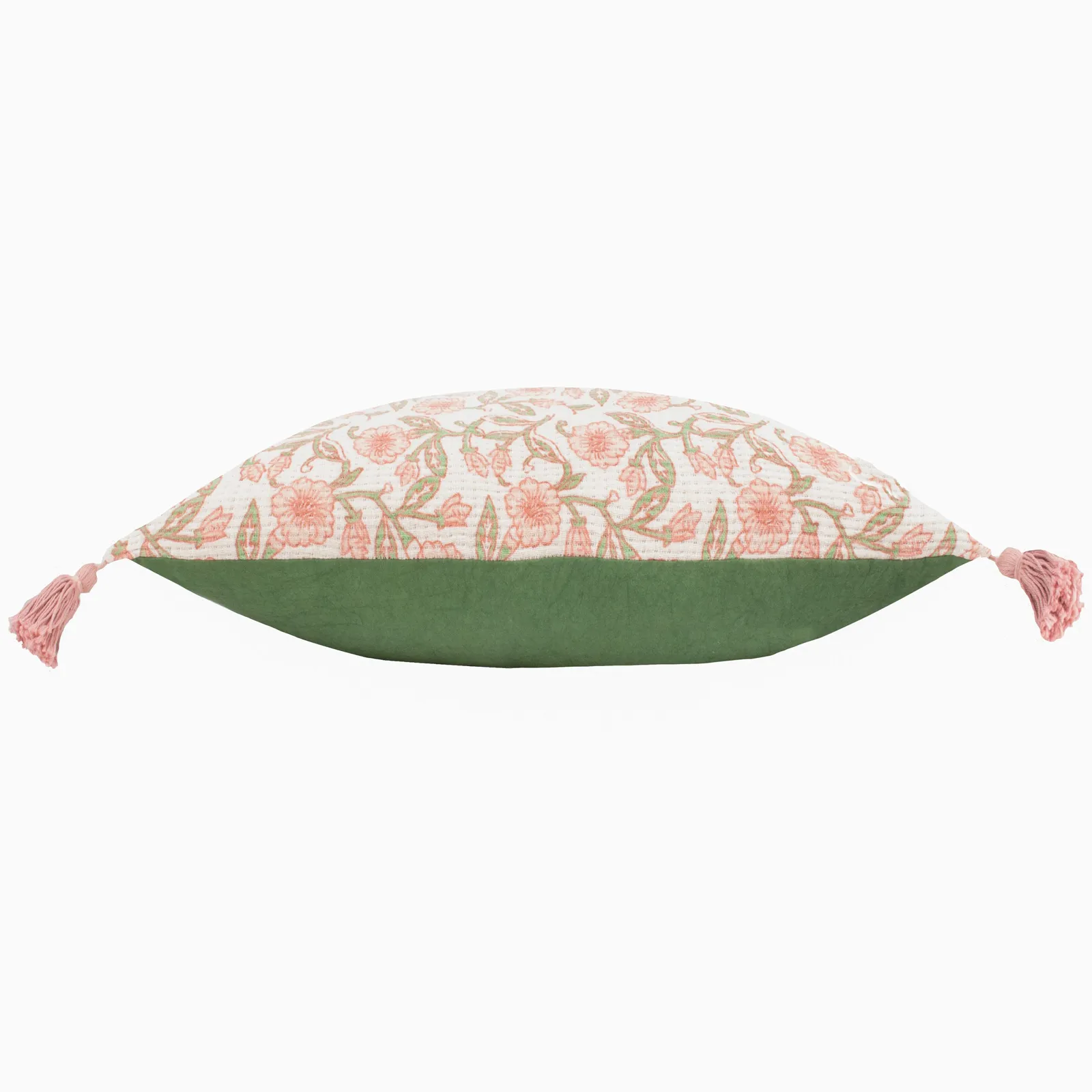 Paoletti Delphine Floral Tasselled 100% Cotton Cushion in Pale Pink 4