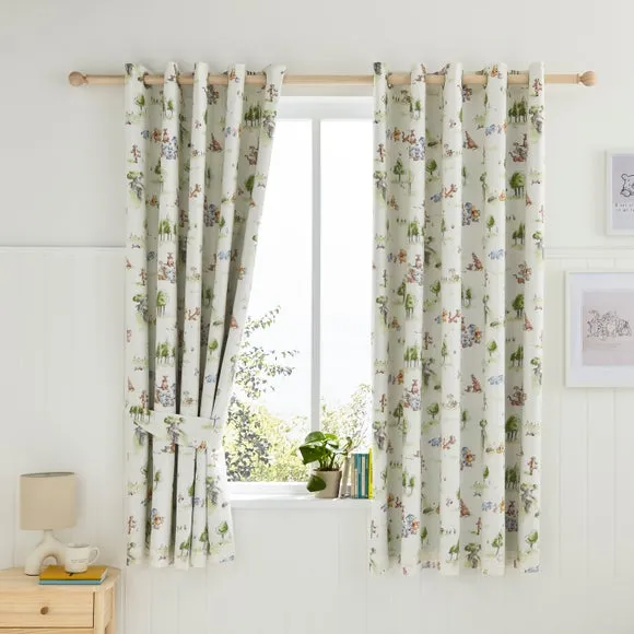 Disney Winnie the Pooh Watercolour Cotton Blackout Eyelet Curtains 2