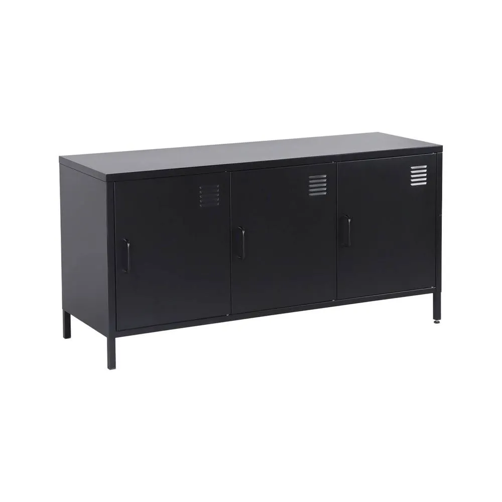 sweeek Industrial metal TV stand with 3 doors 120cm in Black 2