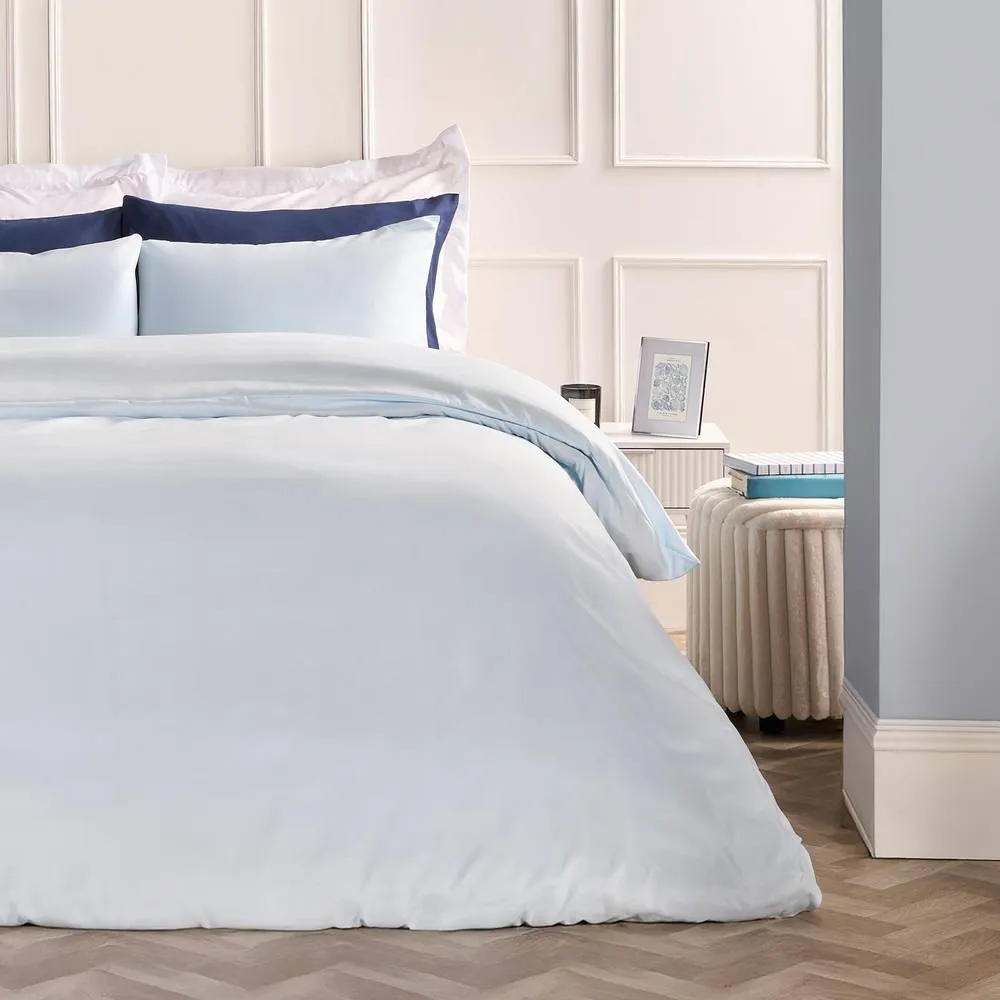 OHS Plain Dyed Duvet Cover with Pillowcase Bedding Set in Light Blue