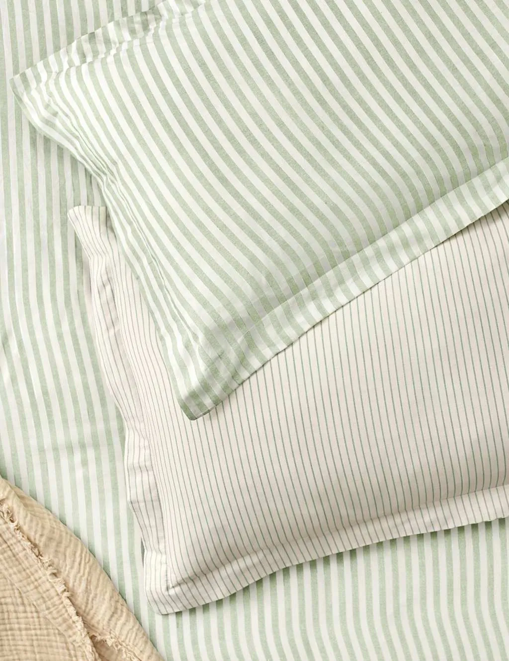 YARD 2 Pack Pure Cotton Hebden Stripe Pillowcases Green Mix