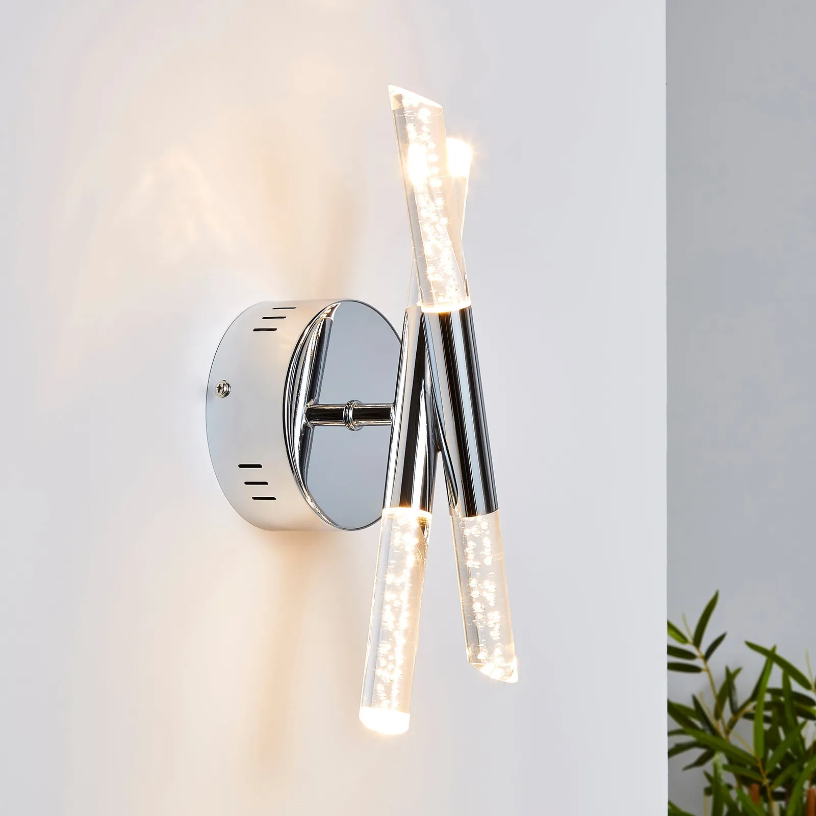 Tassani 2 Light Integrated LED Bubble Glass Wall Light Silver, Chrome
