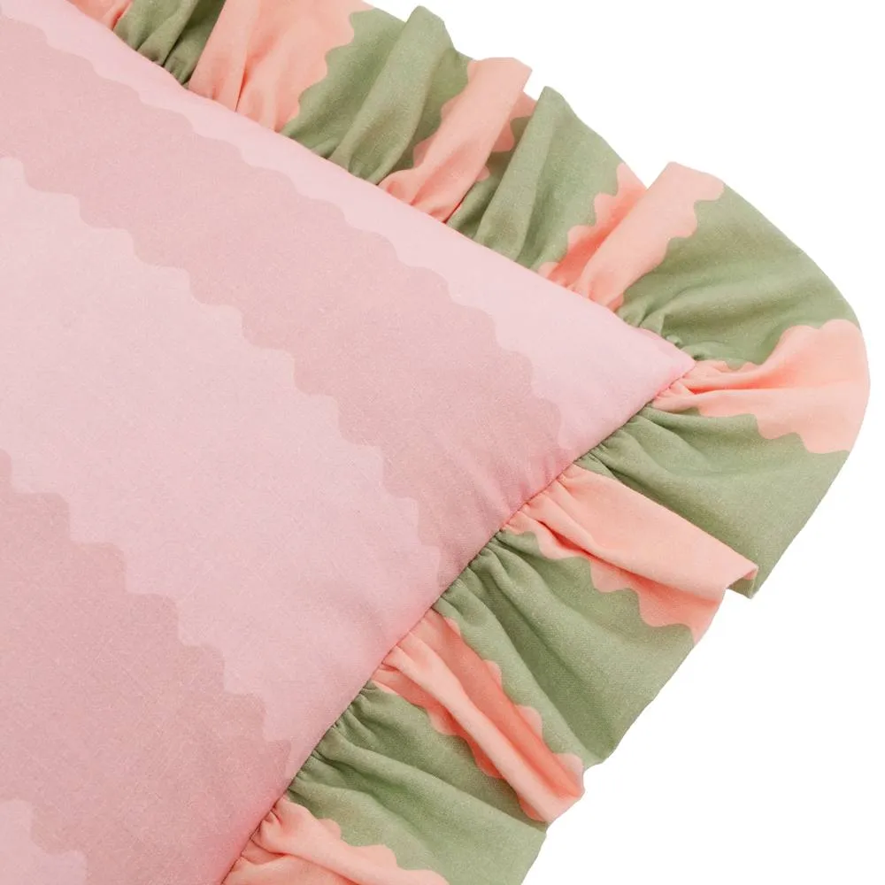 Wylder Birdie Stripe 100% Cotton Ruffle Cushion 3