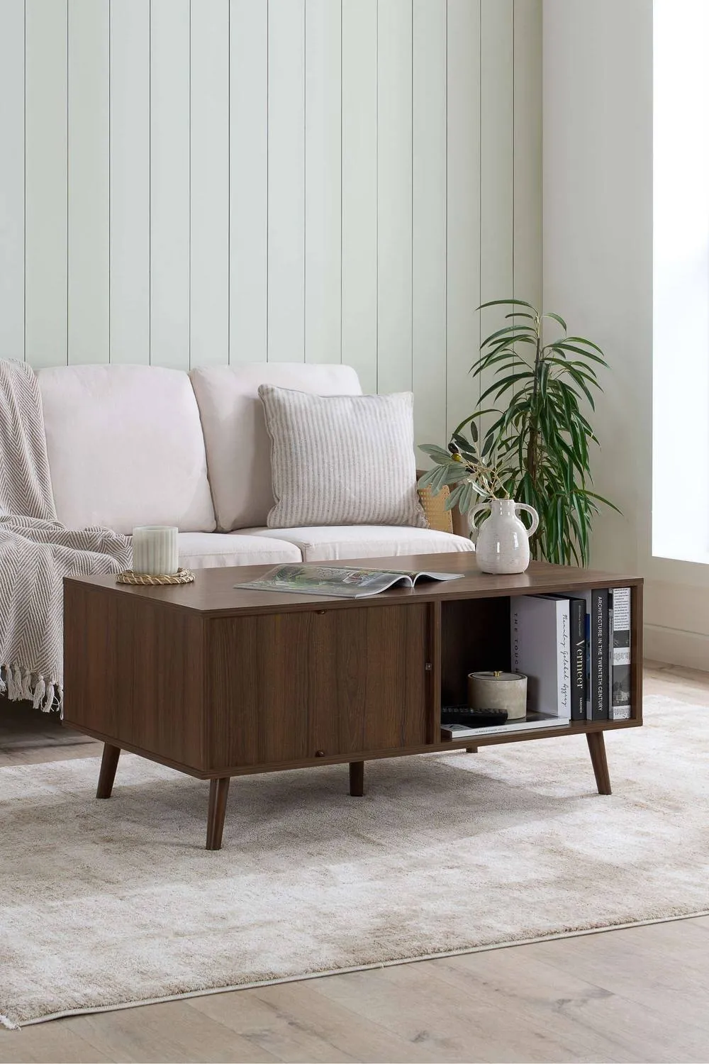 Birlea Herringford 1 Drawer Coffee Table with storage Walnut Parquet Design in Brown 2