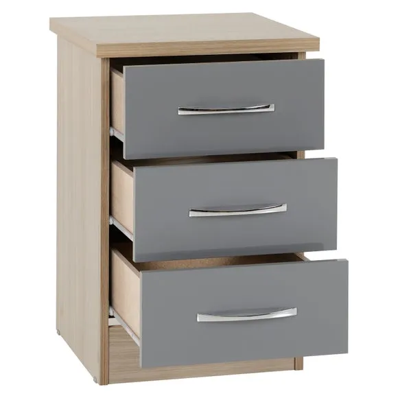 Nevada 3 Drawer Bedside Table 3