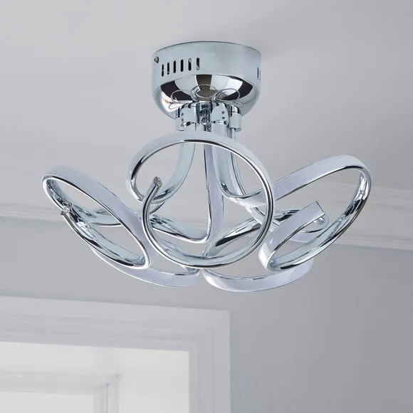 Cortez 5 Light Integrated LED Swirl Semi Flush Ceiling Light 2