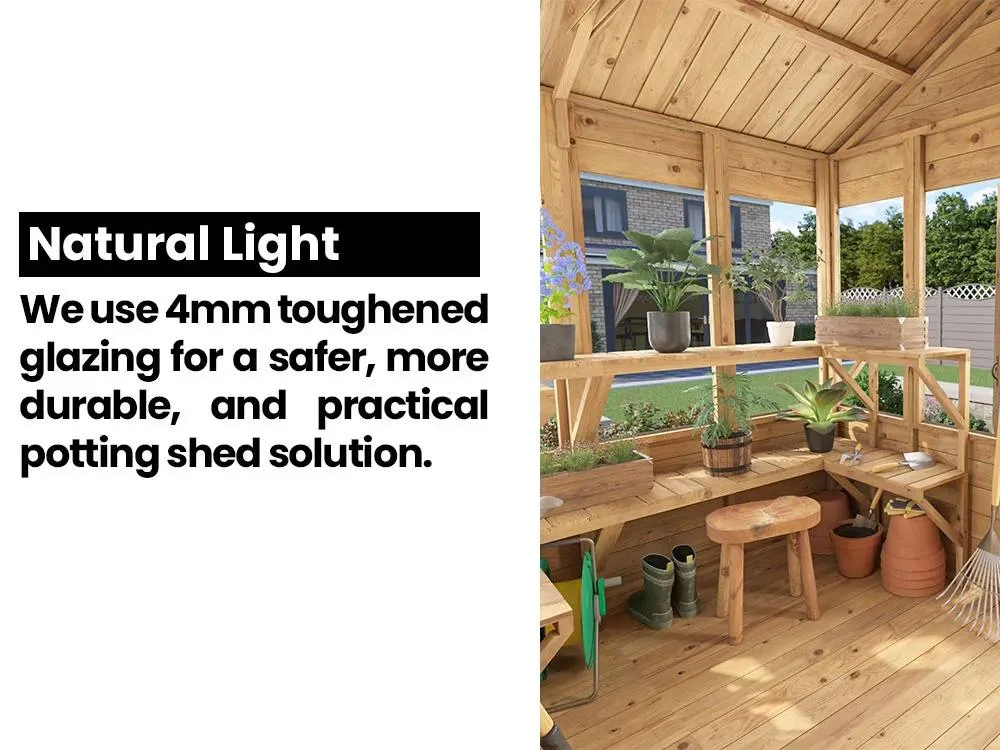 Dunster House Wooden Potting Shed Apex Roof W6' x D6' (W1.8m x D1.8m) Overlord Modular in Brown 4