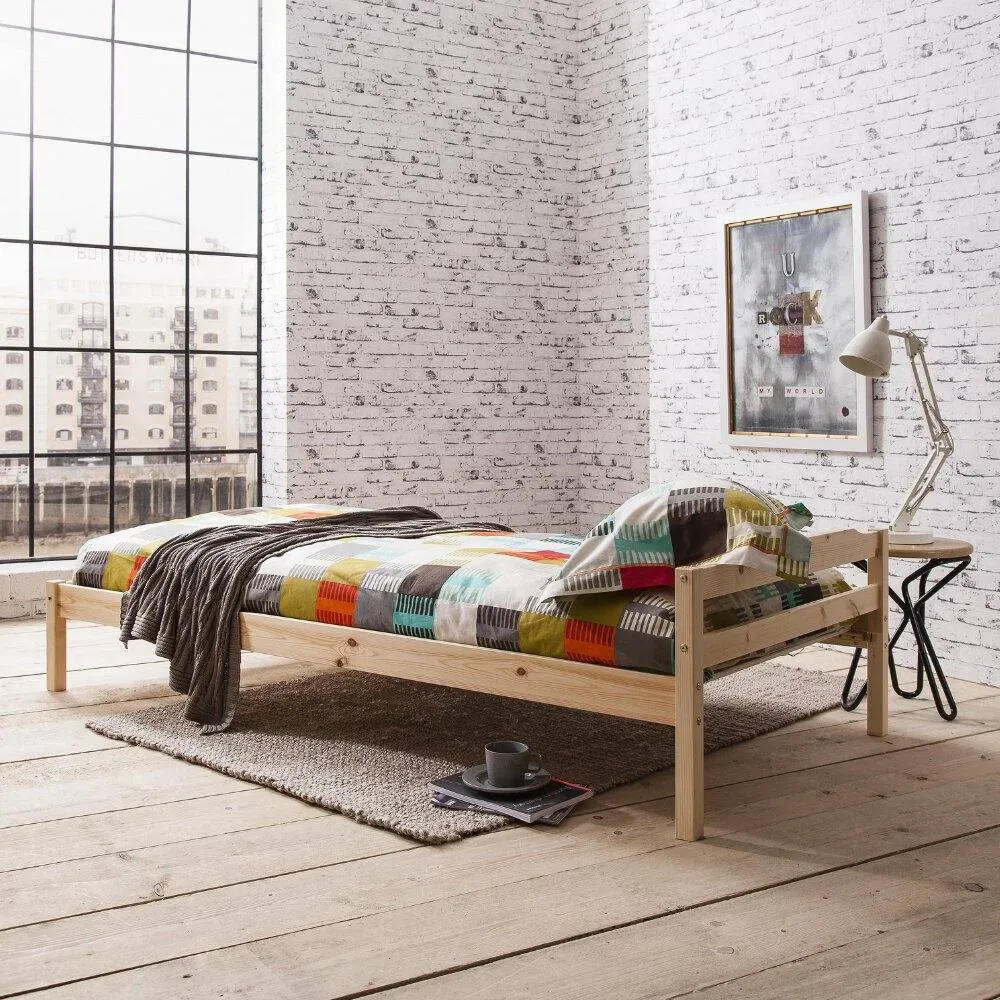 Nöa and Nani Sussex Single Bed 3ft Bed Frame in Natural Pine in Brown