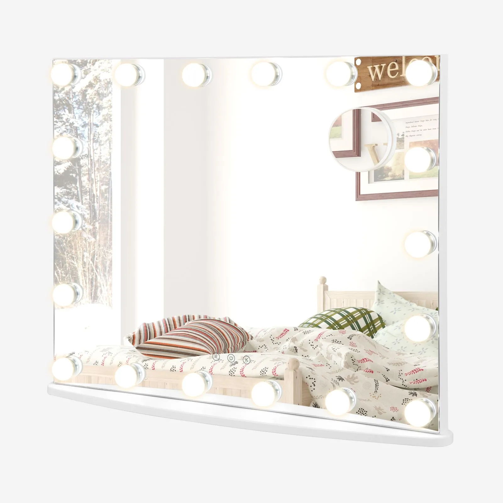 Costway Vanity Mirror with Lights Hollywood Lighted Mirror w/ 3 Color Lighting Modes in White