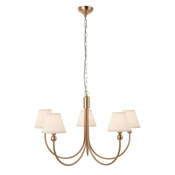 Vogue Javier 5 Light Adjustable Curve Pendant Light with White Vintage Lamp Shades 5