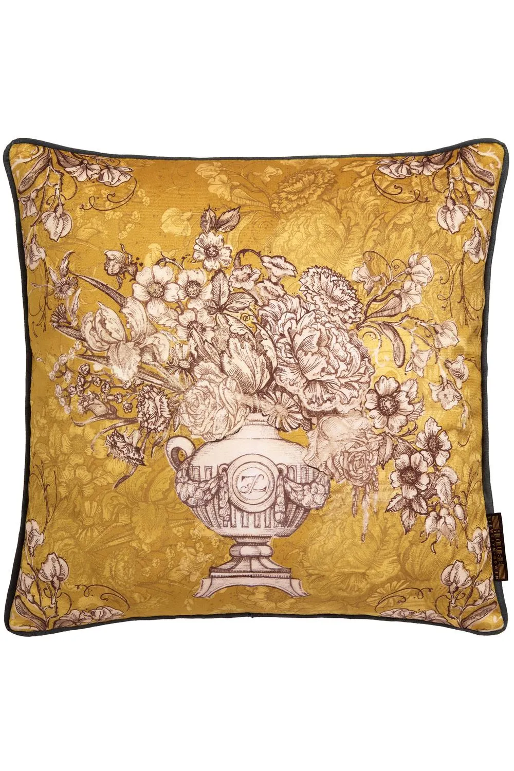 Laurence Llewelyn-Bowen 'Tuscan Holiday' Velvet Filled Cushion in Mustard 2