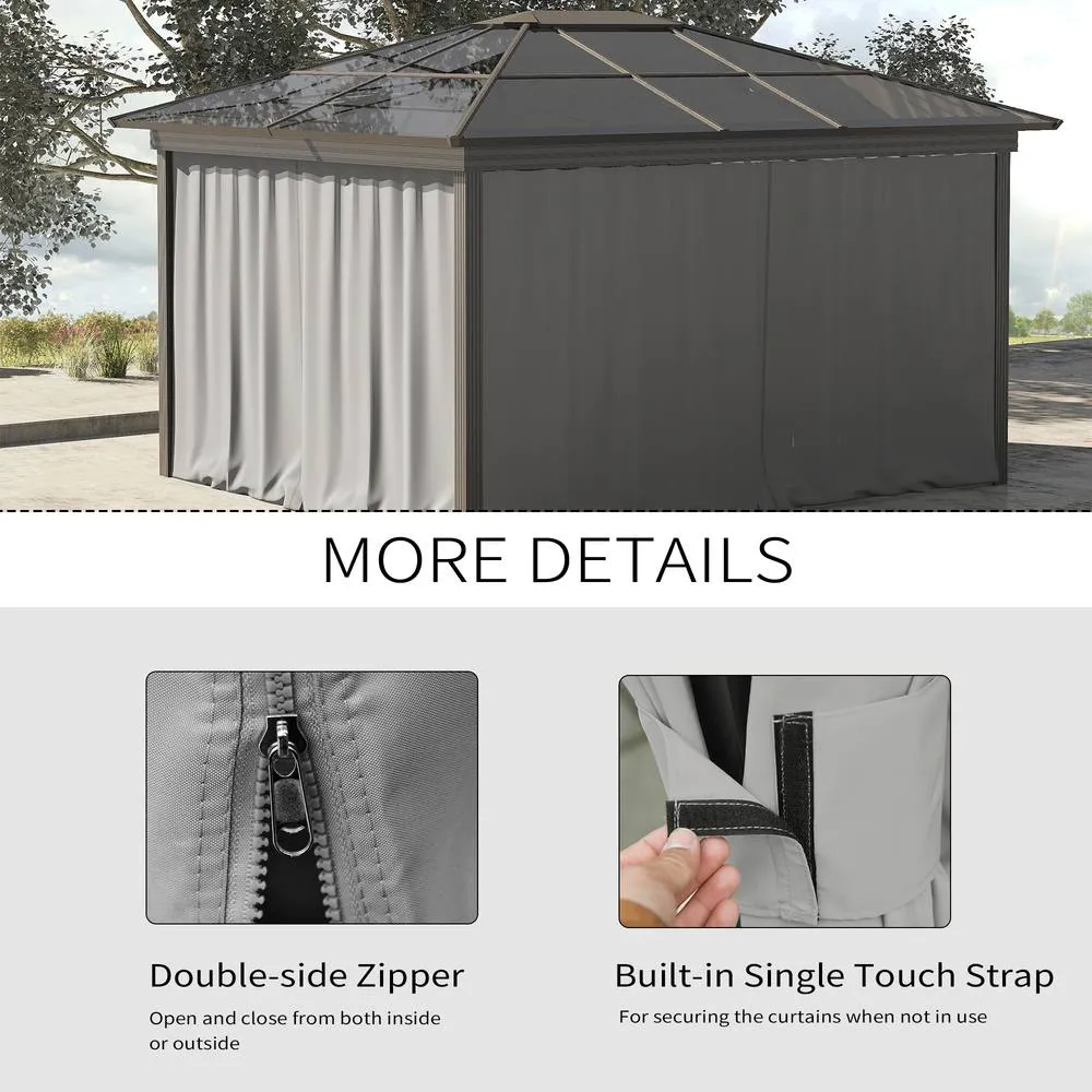 OUTSUNNY Universal Gazebo Replacement Sidewall Set w/ 4 Panels in Light Grey 5