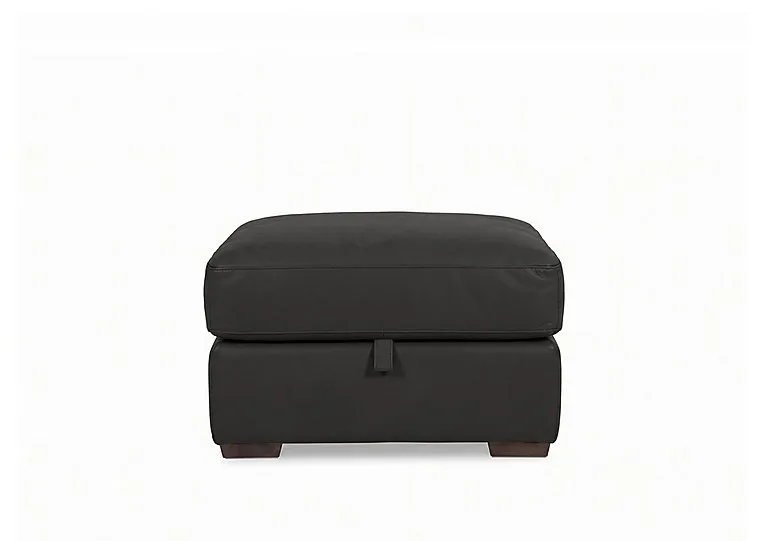 Nap Leather Storage Footstool - Black - Living Room Furniture - In Time for Christmas