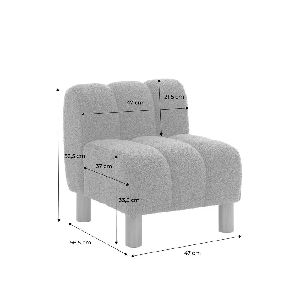 sweeek Children's armchair with rounded legs in rubberwood & boucle fabric in White 5