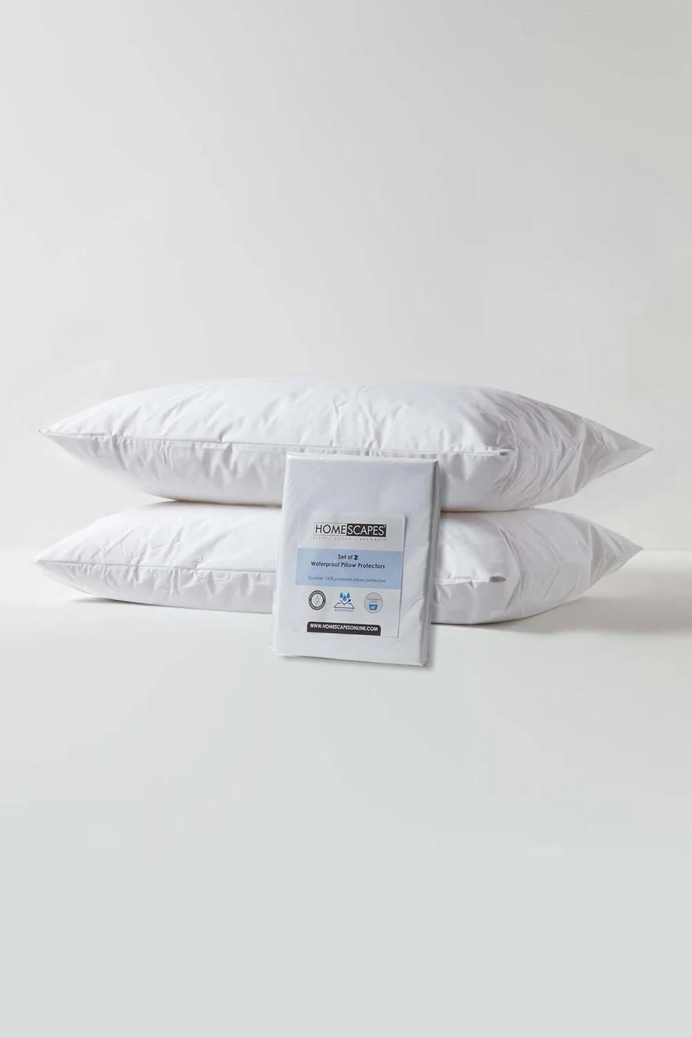Homescapes Polypropylene Waterproof Pillow Protector Pair in White