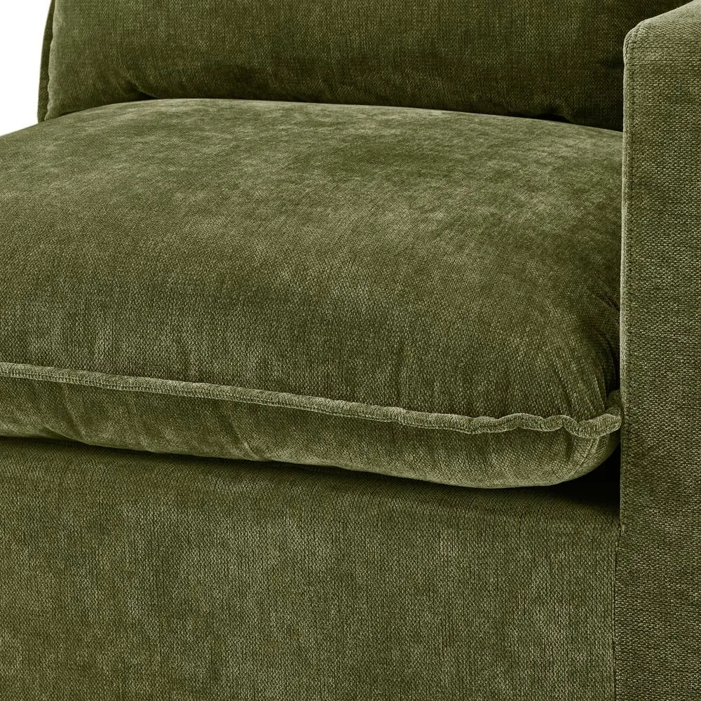 FurnitureboxUK Echo Linen-Look Fabric 2 Seater Modular Chaise Sofa in Green 3