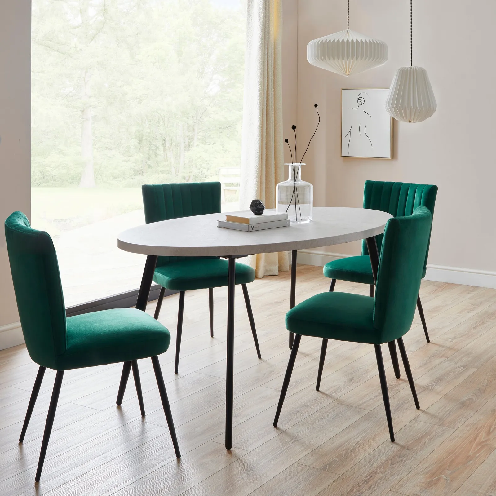 Zuri Concrete Effect Oval Dining Table Grey