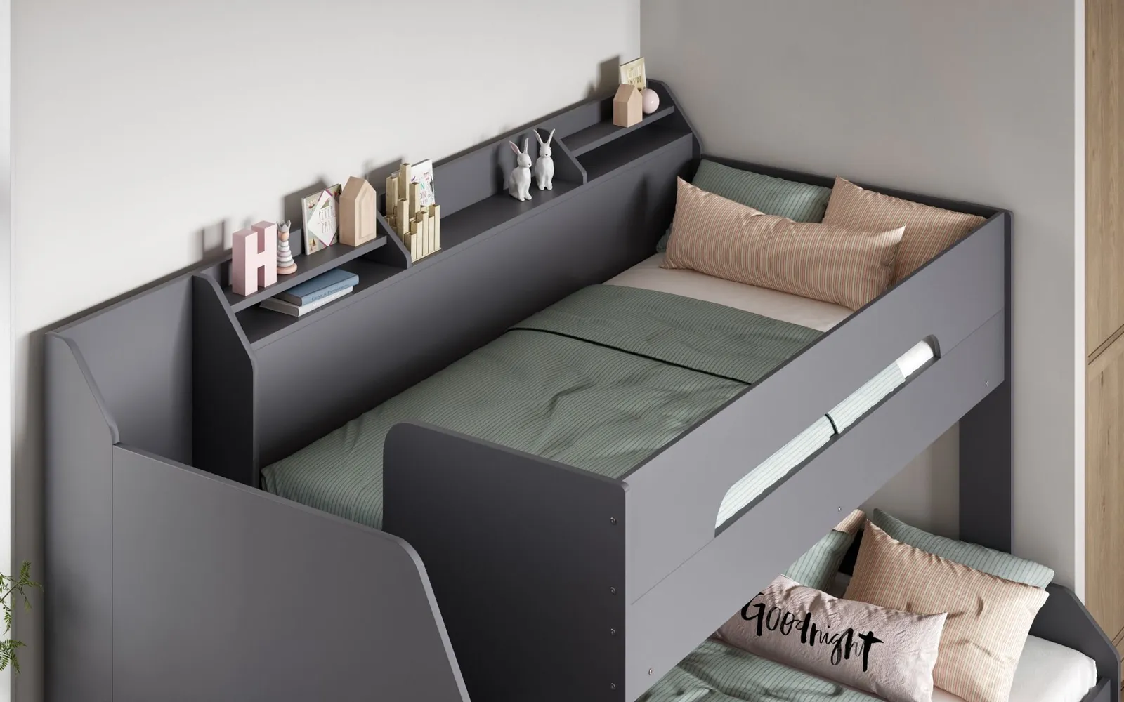 Flair Slick Staircase Triple Bunk Bed with Storage in Grey 5