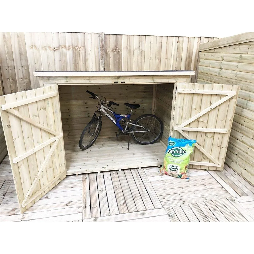 Marlborough 8 x 3 Pressure Treated Tongue AndGroove Bike Store With Double Doors in Natural 6