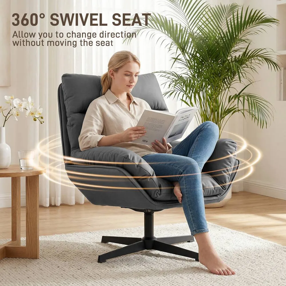 HOMCOM Accent Chair with 360° Swivel in Dark Grey 4