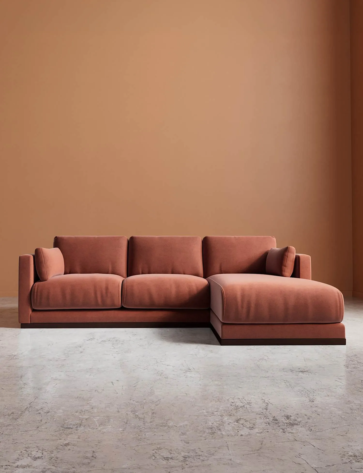 Swoon Easy Velvet Right Corner Sofa Brown