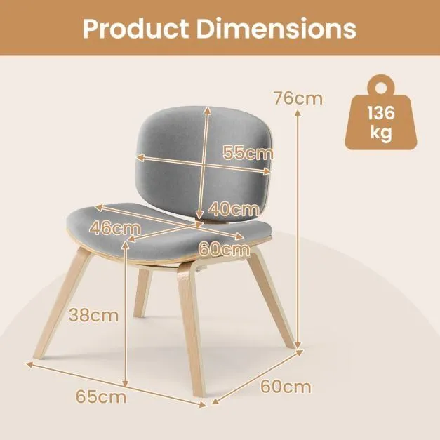 Costway Modern Accent Chair Upholstered Side Chair with Curved Backrest in Light Grey 4