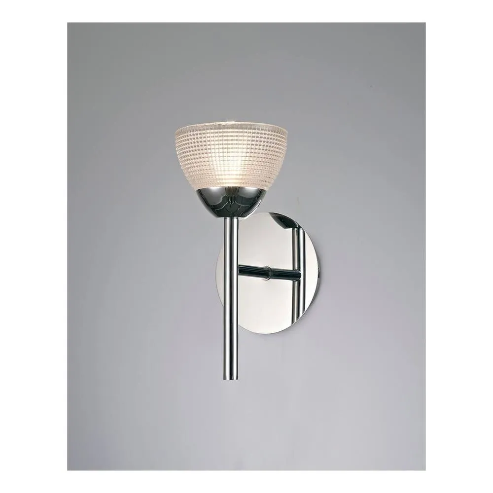 Netlighting Avalon 1 Light G9 Wall Lamp Polished Chrome with Clear Prismatic Glass in Grey 2