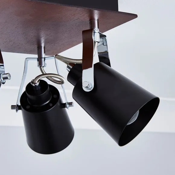 Johan 4 Light Black Semi Flush Spotlight 3