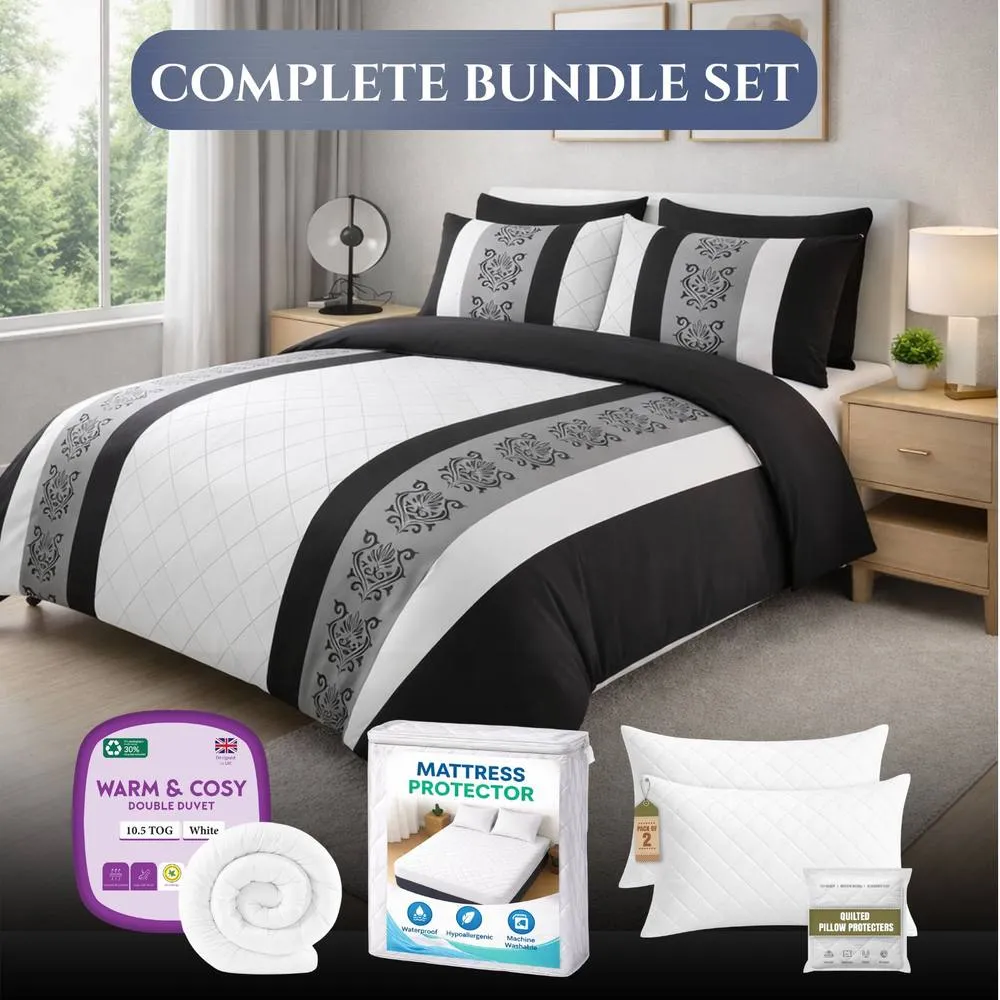 Grace Premium Microfiber Bedding Bundle Set Ultrasoft Hypoallergenic in Black