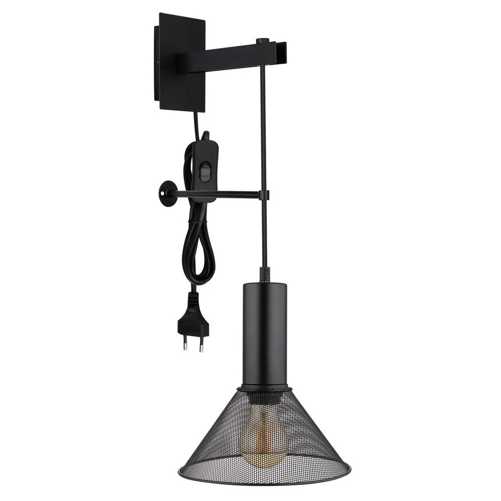 Netlighting Jedd 21cm Wall Lamp Matt Black 1x E27 2