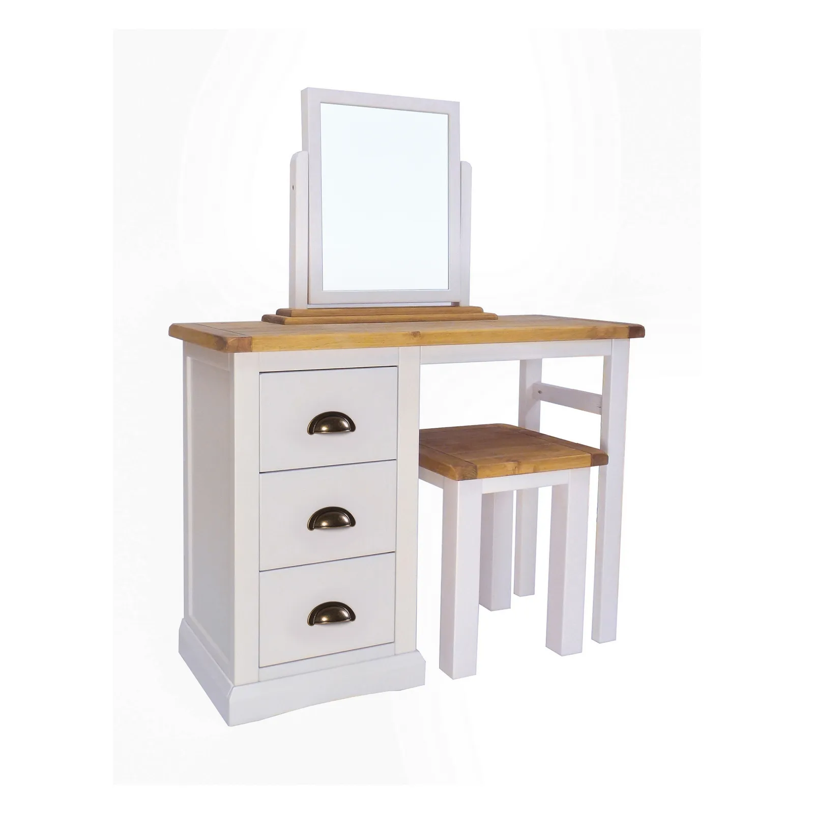 Cabinet Bits Loreo 3 Drawer Dressing Table Set Brass Cup Handle in Light Grey