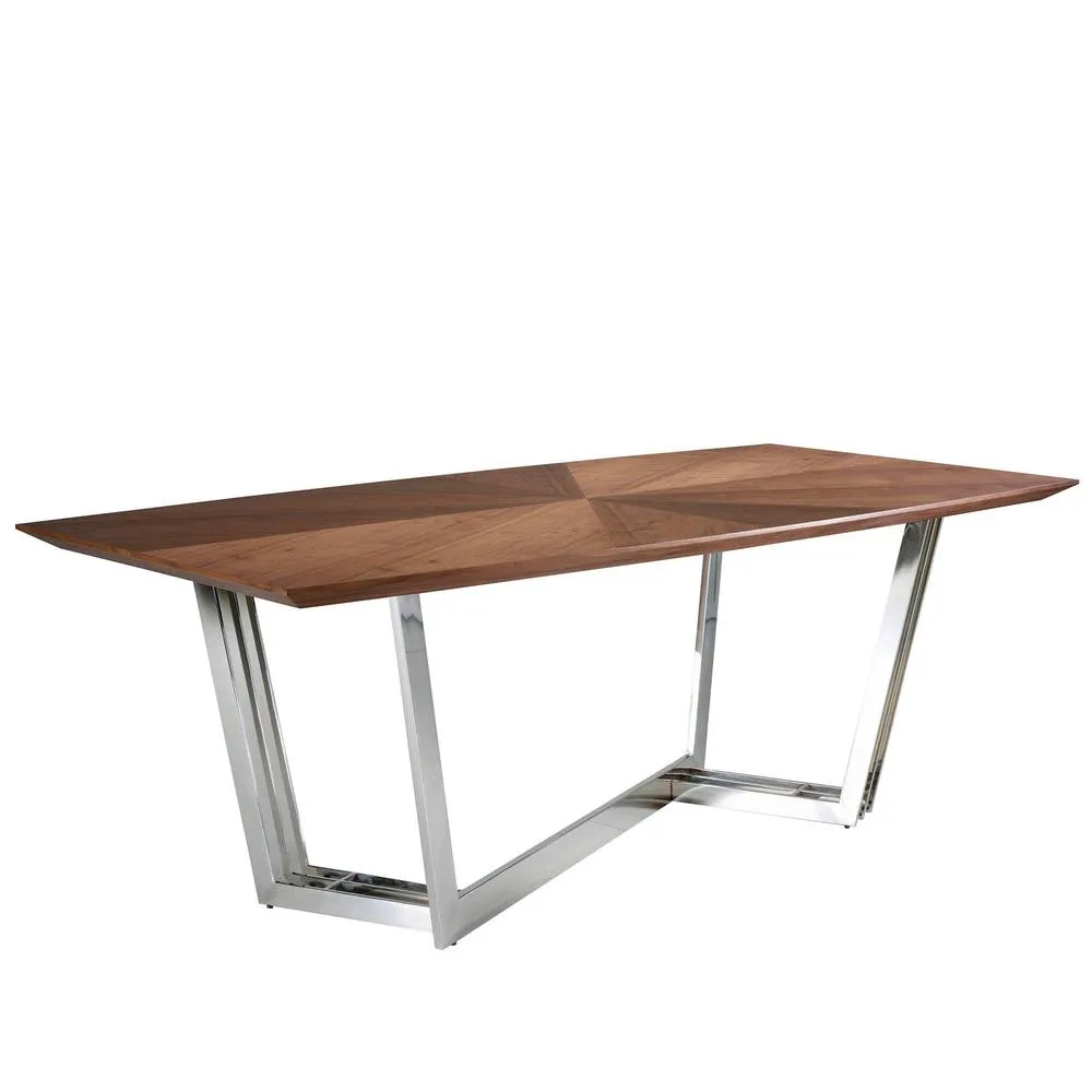 Angel Cerda Oval Walnut Dining Table with Chrome Legs 220x110x77 in Brown