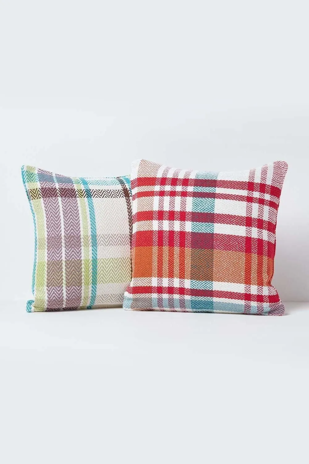 Homescapes Tartan 100% Cotton Falun Cushion Cover in Green 5