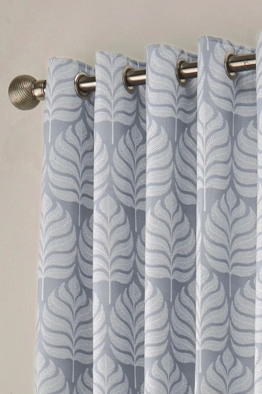 Paoletti Horto Embroidered Botanical Eyelet Curtains in Blue 2
