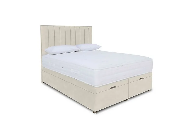 Memory Pocket Manual End Ottoman Divan Set - Double - Plush Ecru