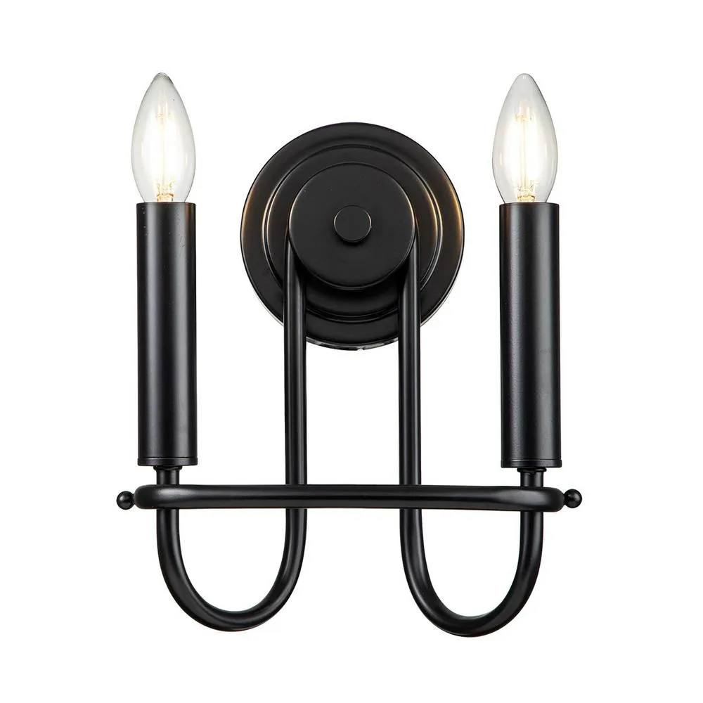 Netlighting Capitol Hill 2 Light Candle Wall Lamp Black