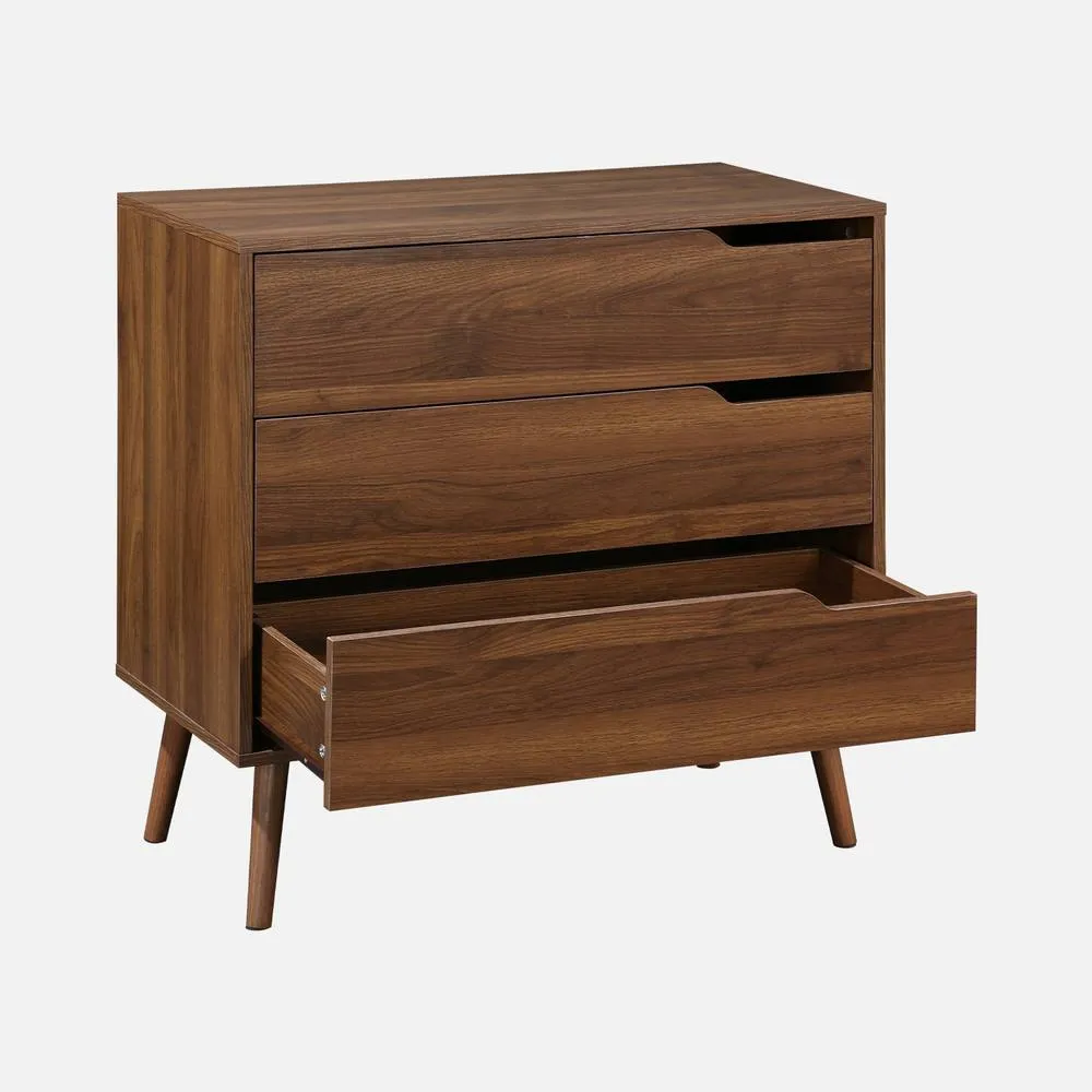 sweeek 3-drawer Chest With Walnut Wood Effect in Dark Brown 2