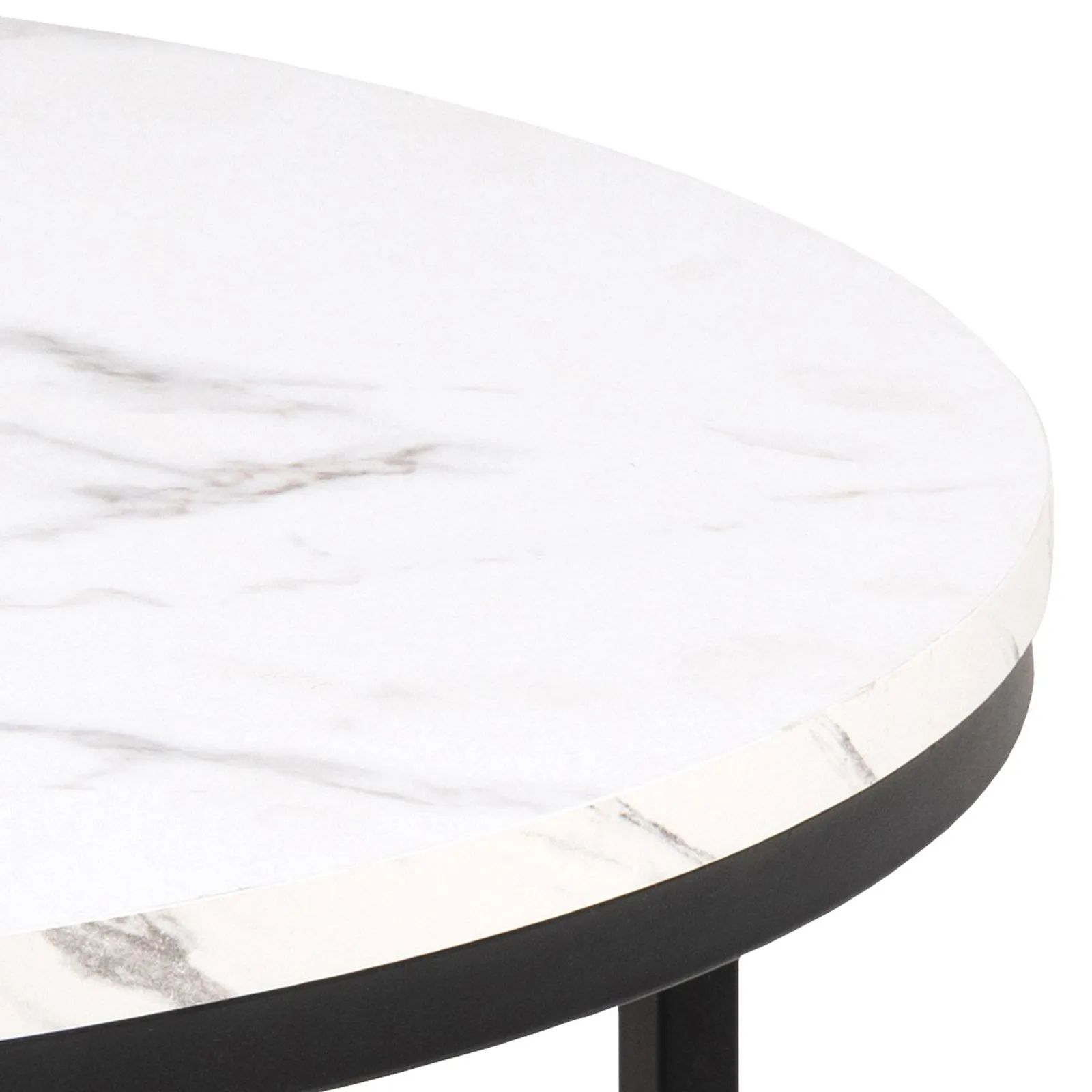 Furniture To Go Spiro Coffee Table with White Marble Melamine Top & Black Legs 4