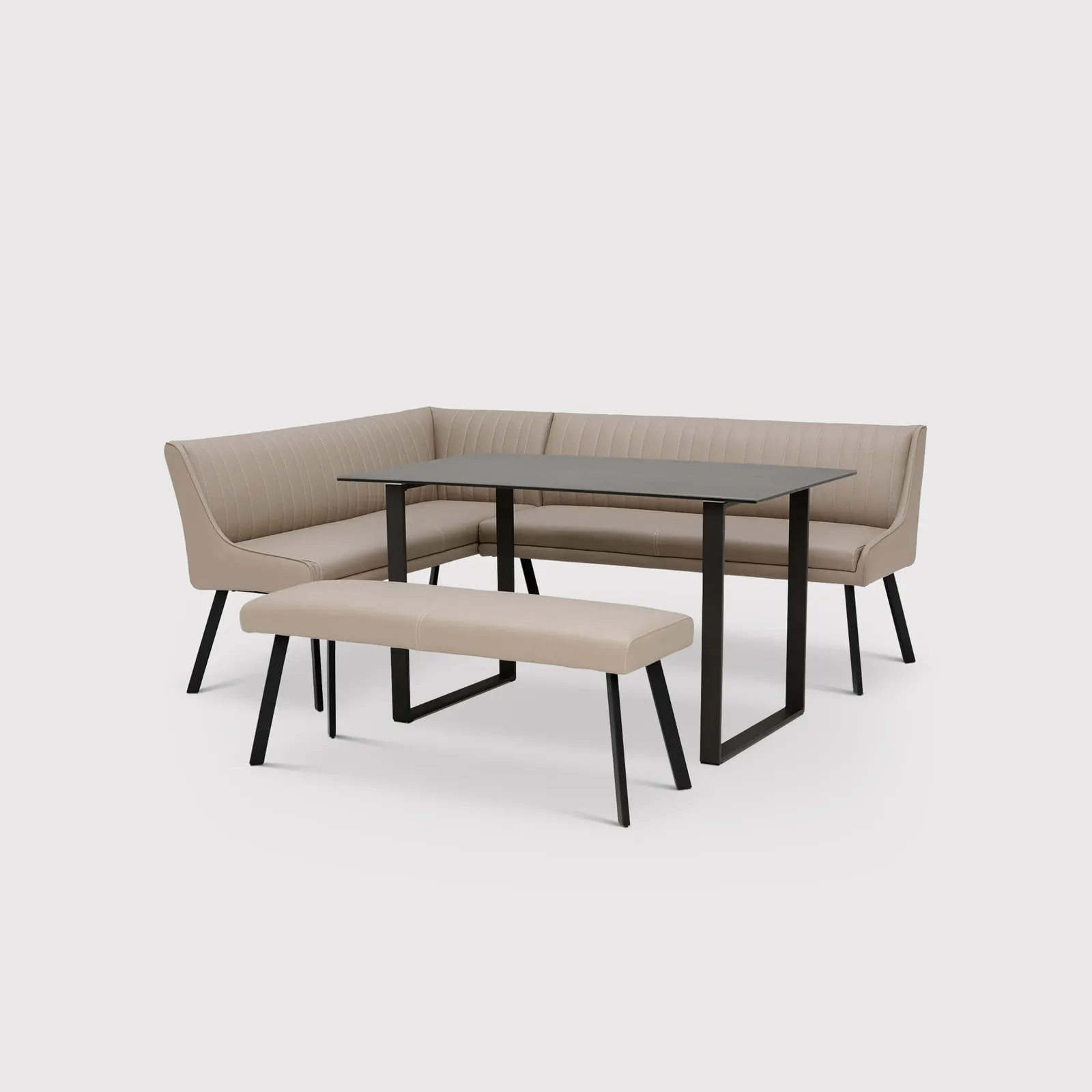 Belize Right Hand Corner Dining Set, Neutral Ceramic | Barker & Stonehouse 2