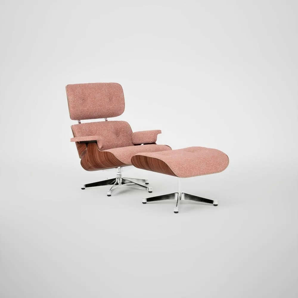 Vitra Eames Lounge Chair & Ottoman Santos Palisander Contemporary Nubia 07 Ivory Peach Polished Base 05 1