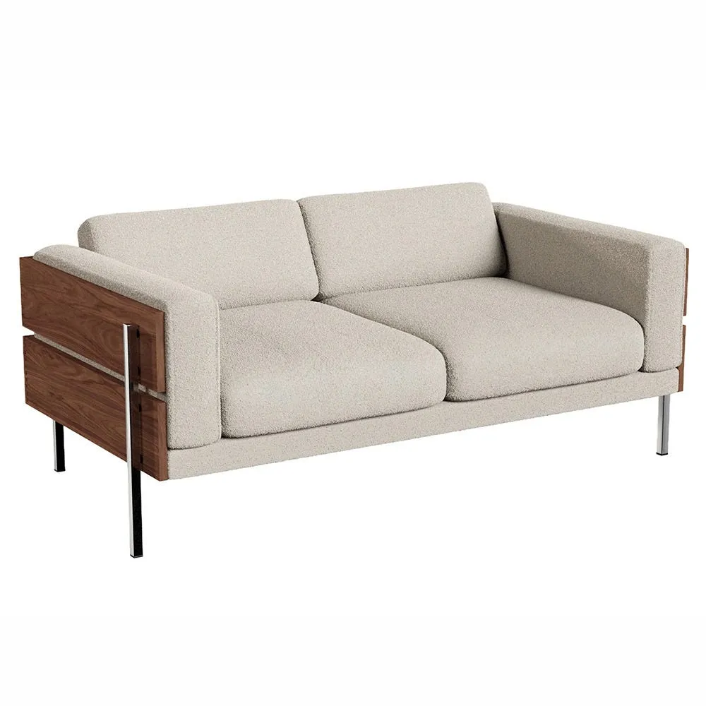 Case Forum 2 Seater Sofa Walnut Frame Boucle Chalk 2